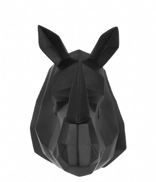 Present Time Decorative object Wall hanger Origami Rhino polyresin matt Black (PT3436BK)