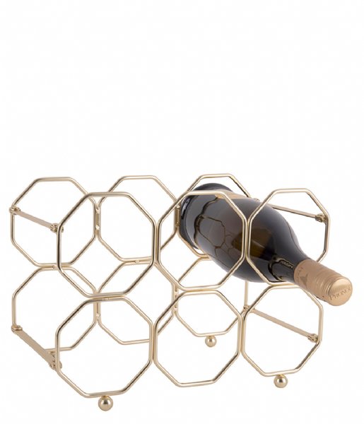 Present Time Decorative object Wine rack Honeycomb foldable iron gold colored (PT3474GD)
