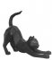 Present Time Decorative object Statue Origami Cat stretching polyresin matt black (PT3491BK)