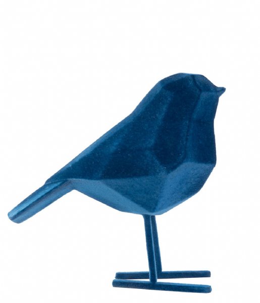Present Time Decorative object Statue bird small polyresin Flocked Dark Blue (PT3550BL)