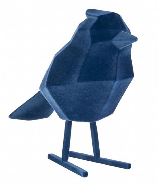 Present Time Decorative object Statue bird large polyresin flocked Flocked Dark Blue (PT3551BL)