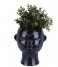 Present Time Flower pot Plant pot Mask round glazed Dark Brown (PT3552BR)