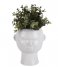 Present Time Flower pot Plant pot Mask round glazed White (PT3552WH)
