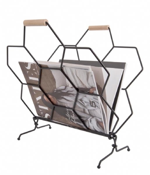 Present Time Decorative object Magazine rack Honeycomb Matt Black (PT3614BK)