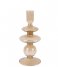 Present Time Candlestick Candle holder Glass Art rings medium Sand Brown (PT3635BR)