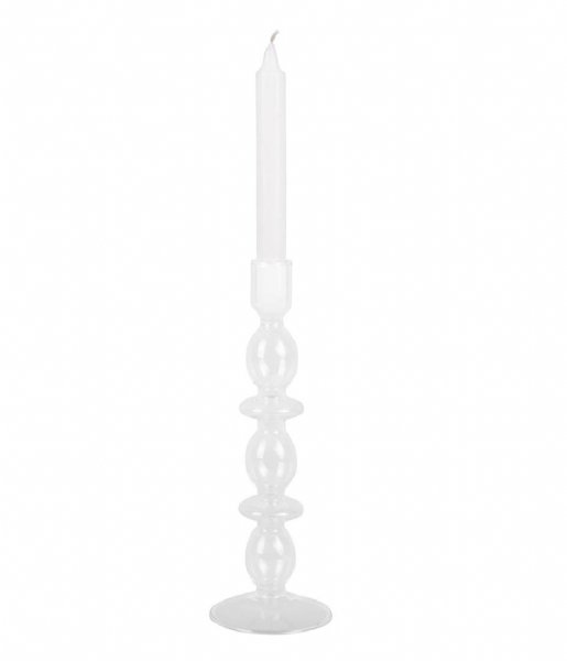 Present Time Candlestick Candle holder Glass Art bubbles large Clear (PT3638CL)