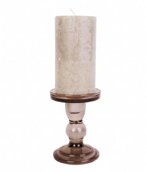 Present Time Candlestick Candle holder Glass Art glass med. Cholocate Brown (PT3732BR)