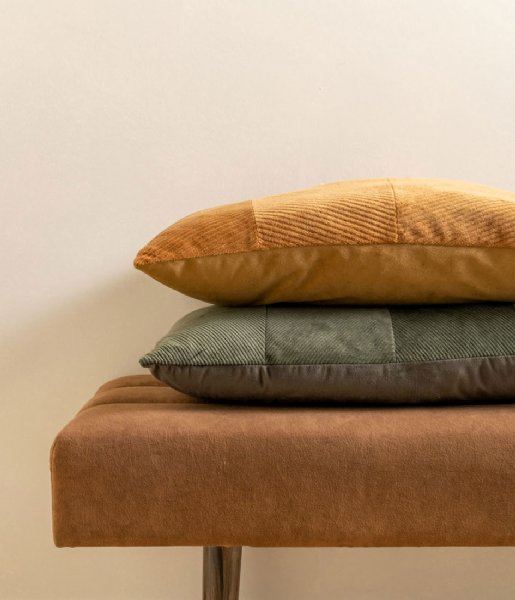 Present Time Decorative pillow Cushion Ribbed velvet Moss Green (PT3791GR)