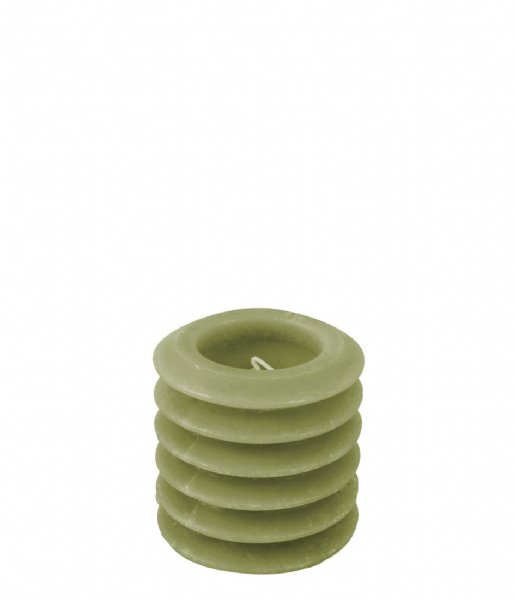 Present Time Candle Pillar candle Layered Circles small Moss Green (PT3792MG)