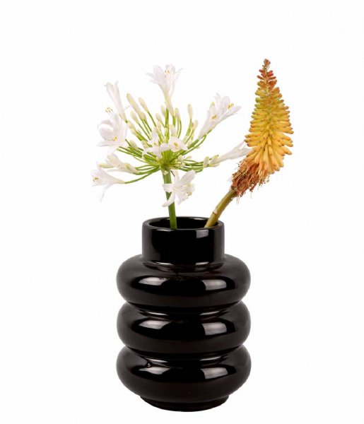 Present Time Flower pot Vase Bobbly Glazed Ceramic Medium Black (PT3945BK)