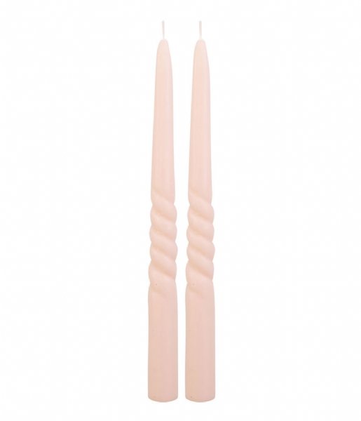 Present Time Candle Dinner candle Mid Twirl Set of 2pcs Soft Pink (PT3780LP)