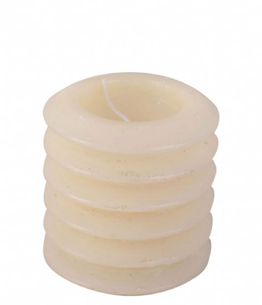 Present Time Candle Pillar candle Layered Circles small Ivory (PT3792WH)