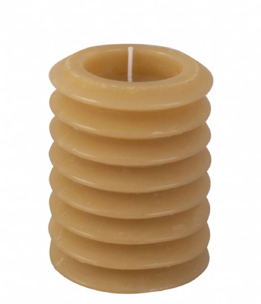 Present Time Candle Pillar candle Layered Circles medium Sand Brown (PT3793SB)