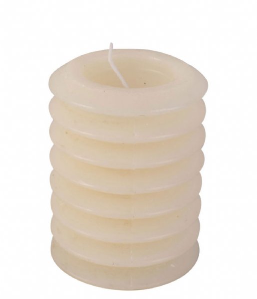 Present Time Candle Pillar candle Layered Circles medium Ivory (PT3793WH)
