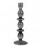 Present Time Candlestick Candle holder Glass Art bubbles large Black (PT3638BK)