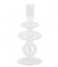 Present Time Candlestick Candle holder Glass Art rings medium Clear (PT3635CL)