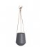 Present Time Flower pot Hanging pot Skittle ceramic Leather cord matt warm grey (PT2846GY)
