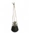 Present Time Flower pot Hanging pot Skittle ceramic small Leather cord matt black (PT2845BK)
