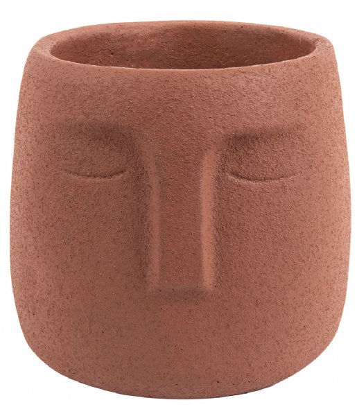 Present Time Flower pot Plant pot Face cement clay brown (PT3599BR)