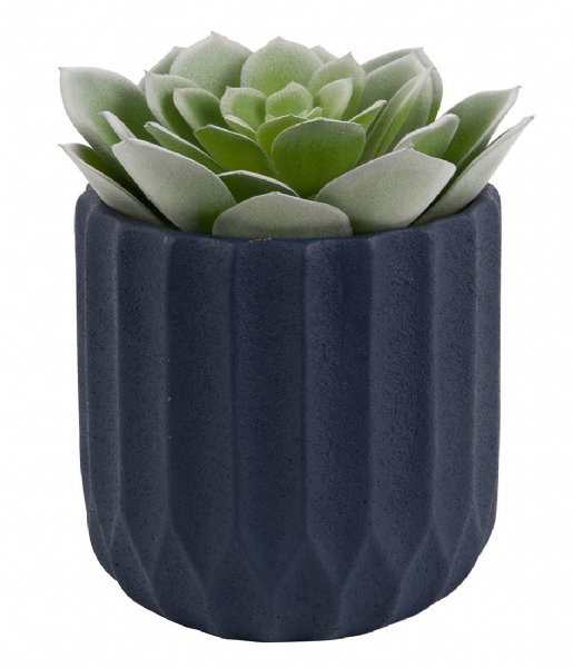 Present Time Flower pot Plant pot Stripes cement large dark blue (PT3600BL)
