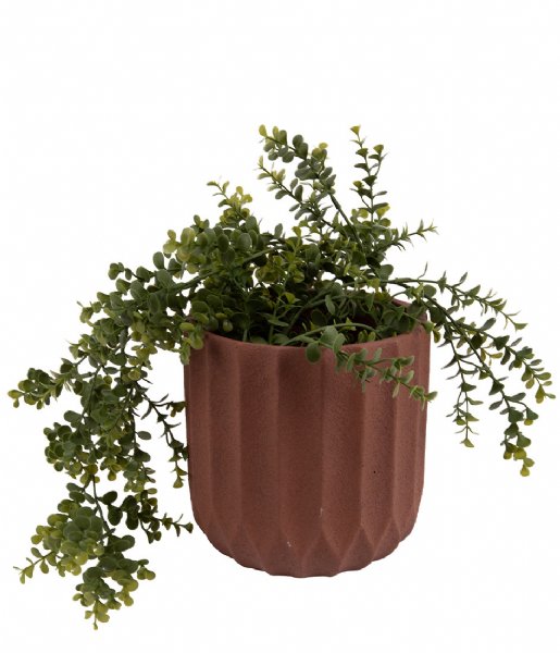 Present Time Flower pot Plant pot Stripes cement medium clay brown (PT3601BR)