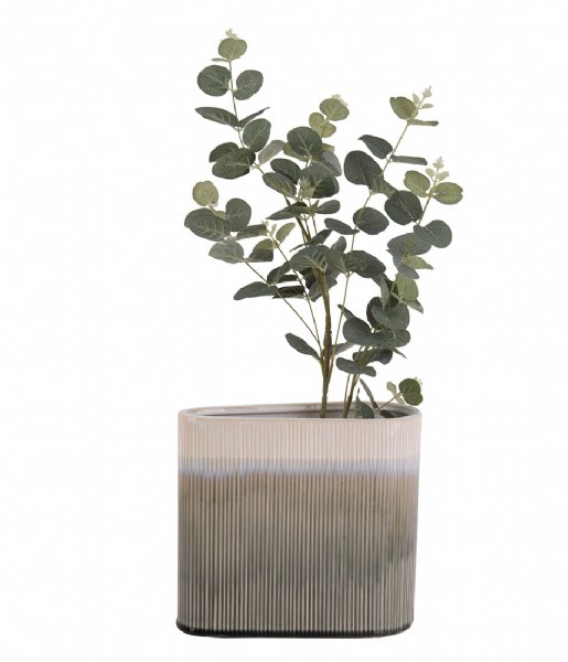 Present Time Flower pot Vase Triangle ceramic small Green (PT3590GR)