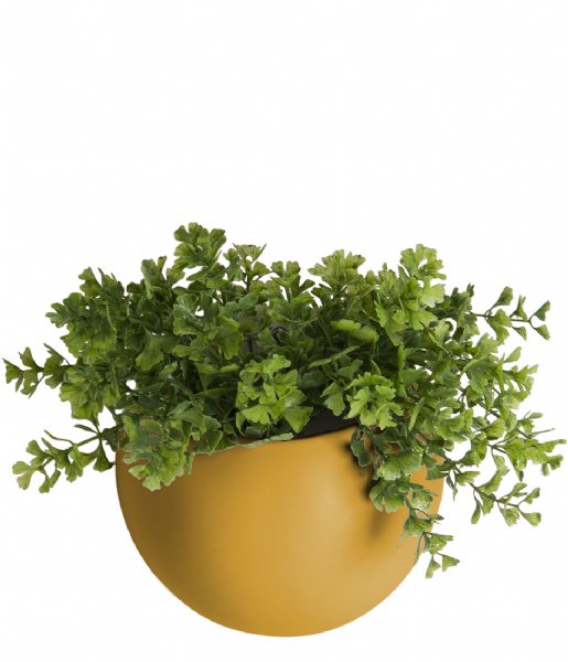 Present Time Flower pot Wall plant pot Globe ceramic matt Ochre yellow (PT3382YE)