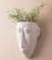 Present Time Flower pot Wall plant pot Mask long glazed white (PT3503WH)