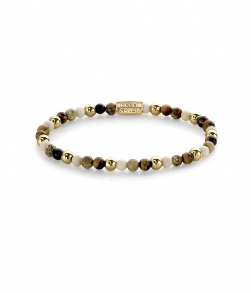 Rebel and Rose Bracelet Autumn Love - 4mm - yellow gold plated Bruin/Beige/Geelgoud