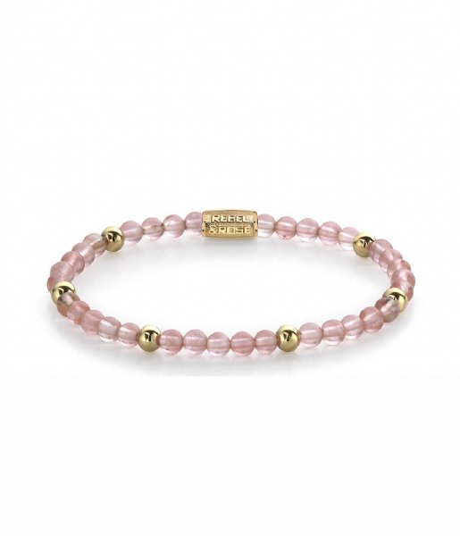 Rebel and Rose Bracelet Cherry Rose - 4mm - yellow gold plated Roze/goud-kleur