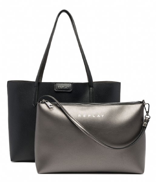 Replay Shopper Bag black dark grey