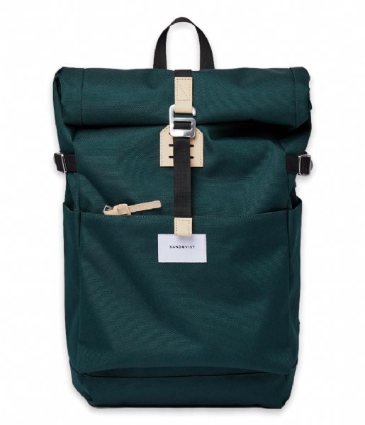 Sandqvist Laptop Backpack Ilon 13 Inch Dark Green with Natural Leather (SQA1563)