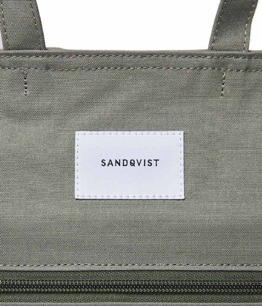 Sandqvist Laptop Backpack Tony 13 Inch Dusty green with natural leather (SQA1585)
