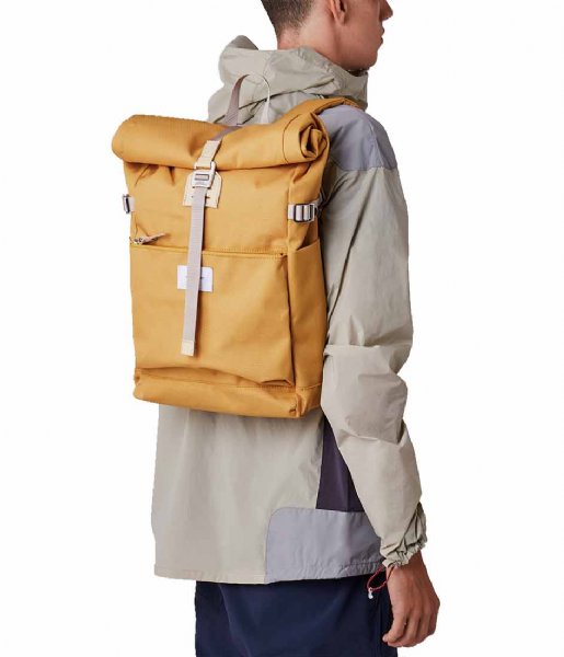 Sandqvist Laptop Backpack Ilon 13 Inch Yellow with Natural Leather (SQA1660)