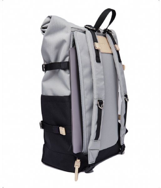 Sandqvist Everday backpack Bernt Multi Grey/Black with natural leather (SQA1770)