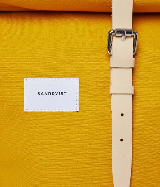 Sandqvist Everday backpack Dante Yellow with Natural Leather (SQA1576) 