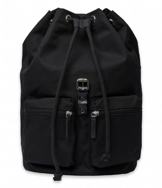 Sandqvist Everday backpack Roald 15 Inch black with black leather (531)