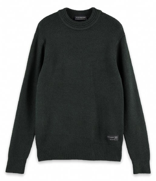 Scotch and Soda  Soft knit crewneck pull with higher rib collar Arctic Teal Melange (3895)