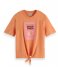 Scotch and Soda T shirt Girls Short-Sleeved Knotted Artwork Shirt Peach (0085)