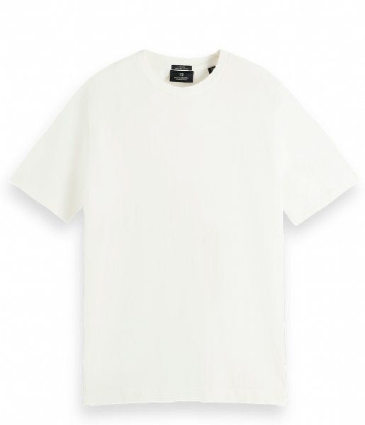 Scotch and Soda T shirt Classic solid organic cotton jersey crewneck t shirt Off White (0001)