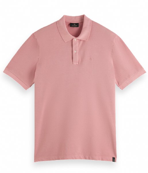 Scotch and Soda T shirt Organic cotton garment dyed pique polo with washing Wild Pink (3196)