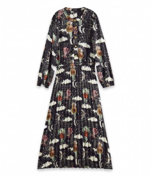 Scotch and Soda Dress Girls All-over printed maxi- length pleated dress Combo Z (605)