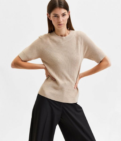Selected Femme Top Knitted Ss Knit Top Birch