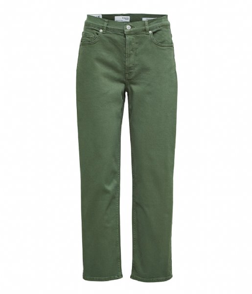 Selected Femme  Slfmary Hw  Hedge Green Straight Jeans U Hedge Green