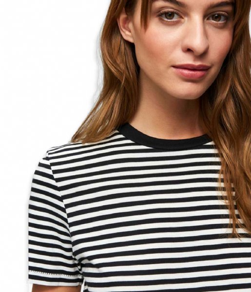 Selected Femme T shirt My Perfect Short Sleeve T Box Cut Stripe Black