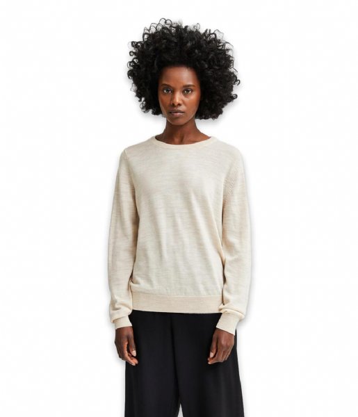 Selected Femme  Magda Wool Long Sleeve Knit O Neck S Birch