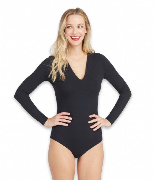 Spanx Top Suit Yourself Bodysuit Long Sleeve V-Neck Classic Black