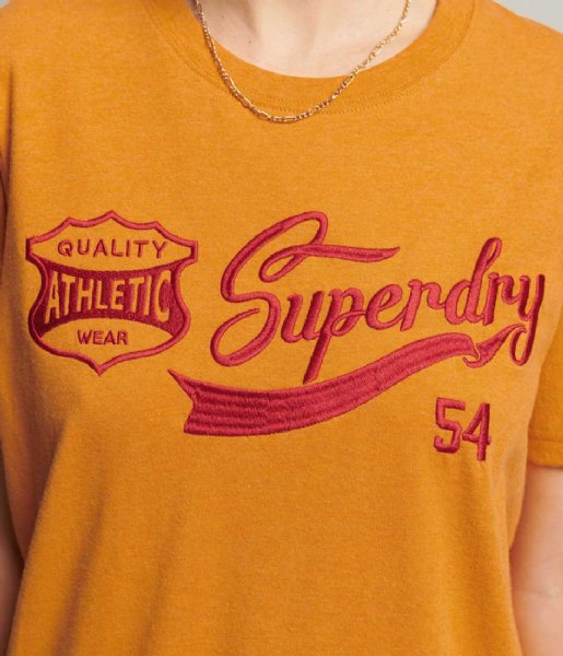 Superdry T shirt Vintage Script Style Coll Tee Thrift Gold Marl (6RG)