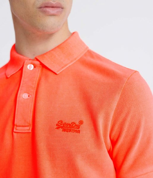Superdry T shirt Vintage Destroyed Short Sleeve Polo Hyper Coral (MCQ)