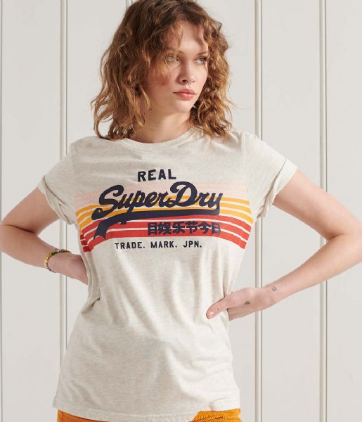 Superdry T shirt Vintage Retro Rainbow Tee Queen Marl (43D)